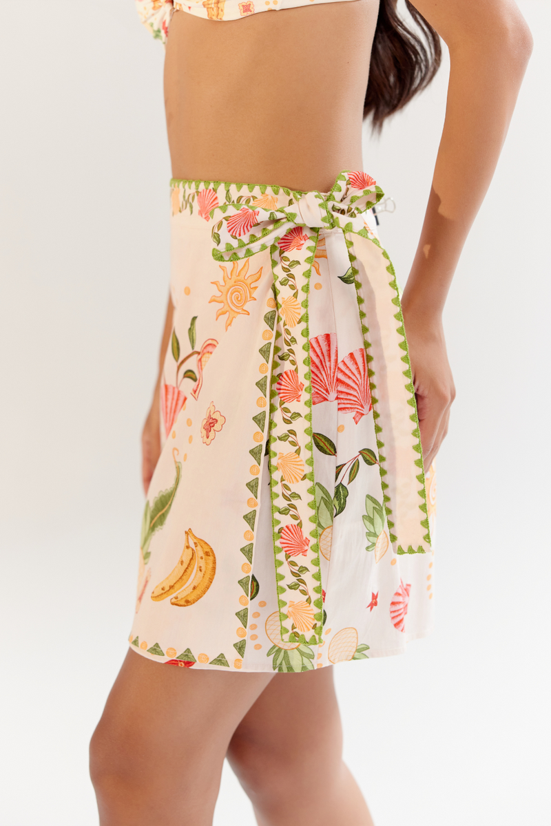 Wrap Me Round Skirt - Seashell (Ecru) satin by NOIB for women Worldwide