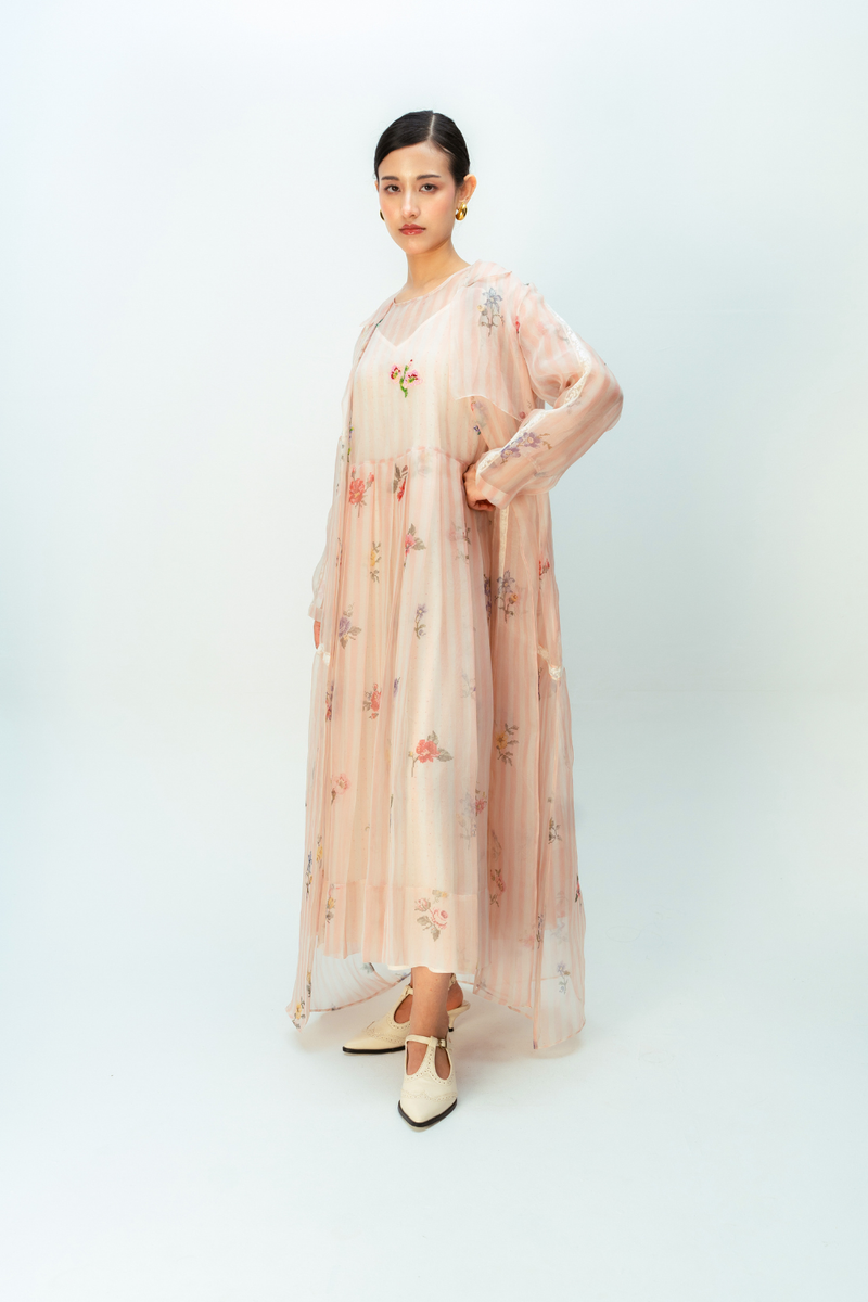 SUNLIT MEADOW TRENCH silk organza jacket/overlay by Ode to Odd in blush pink for women Worldwide