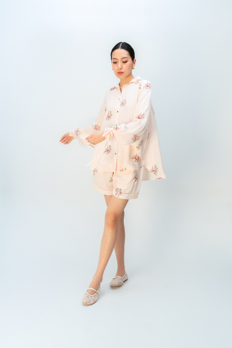 ALMOND DAZE CO-ORD SET crepe co-ord set by Ode to Odd in blush pink for women Worldwide