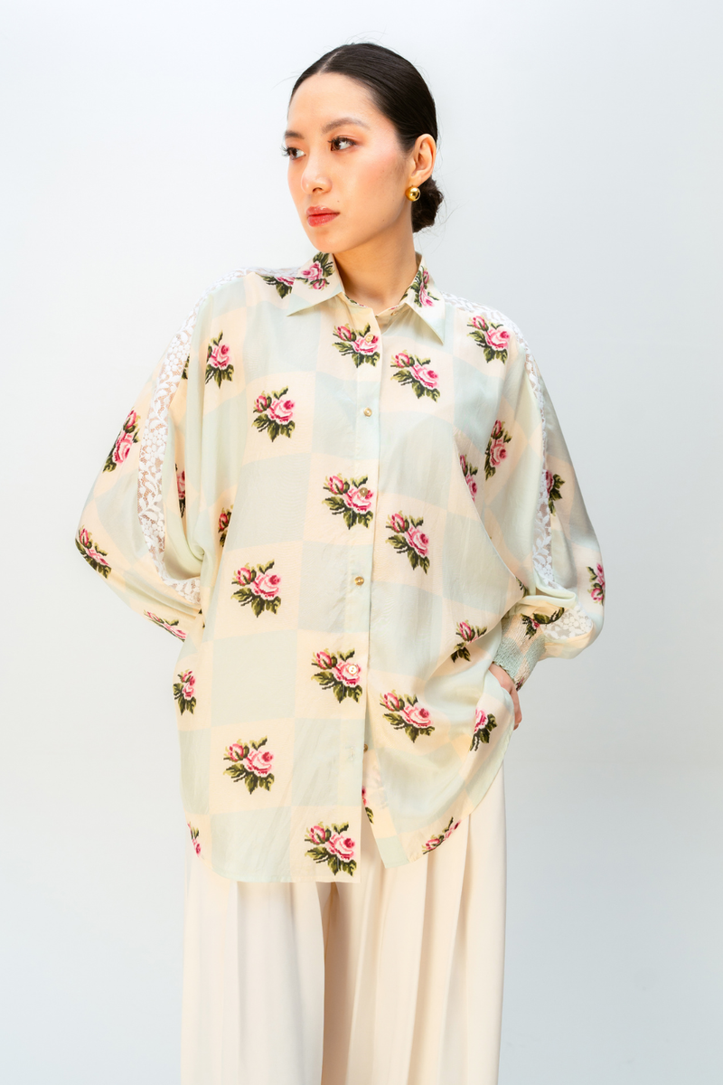 MORNING SONG SHIRT silk top/shirt by Ode to Odd in green for women Worldwide