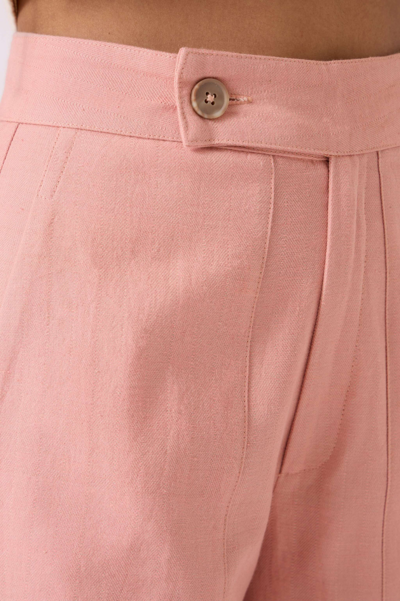 Victory Pink Handwoven Pants cotton by The Summer House in pink color for women Worldwide