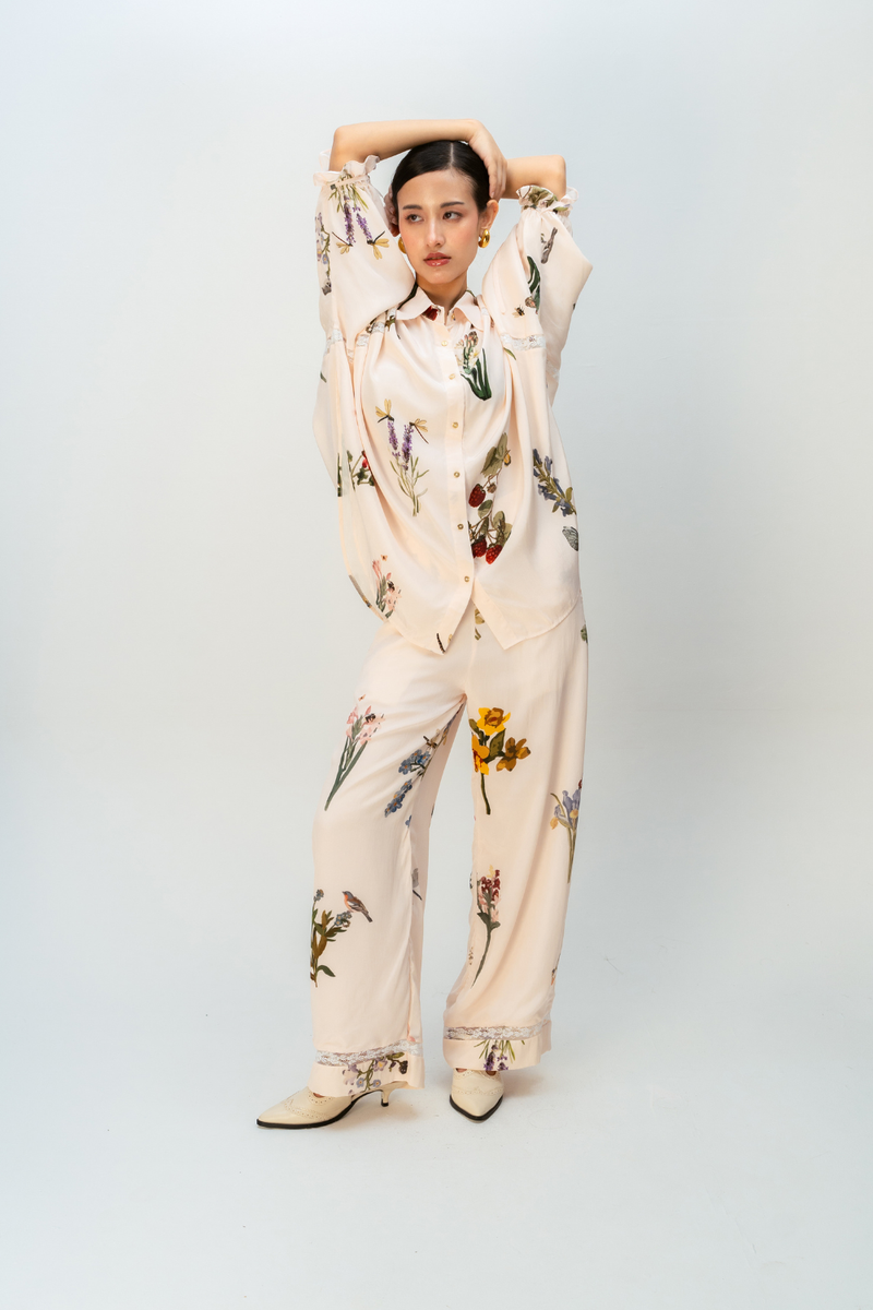 GENTLE GRACE CO-ORD SET crepe co-ord set by Ode to Odd in blush pink for women Worldwide