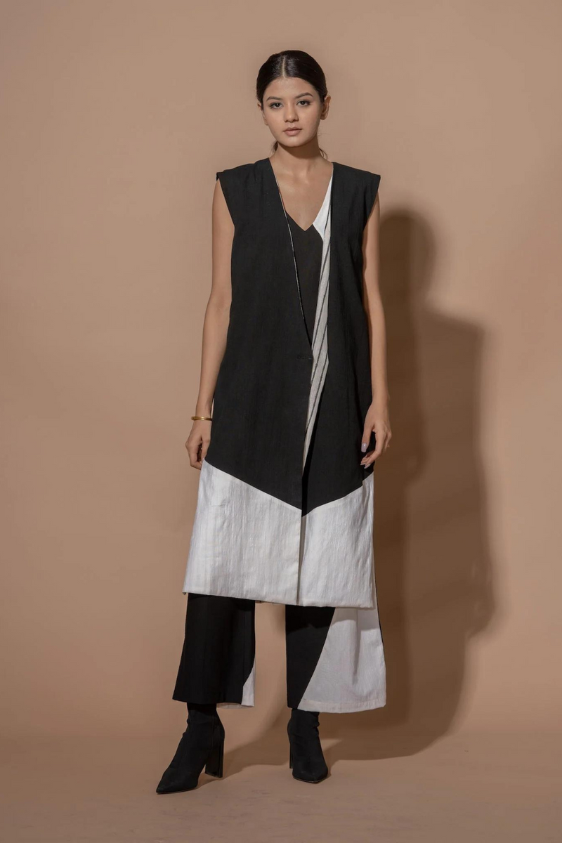 Sage Jacket viscose lycra + 100% cotton jackets and overlays by Stoique in black, off white for women Worldwide