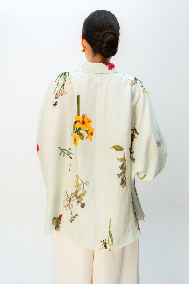 PETAL POP SHIRT silk top/shirt by Ode to Odd in green for women Worldwide