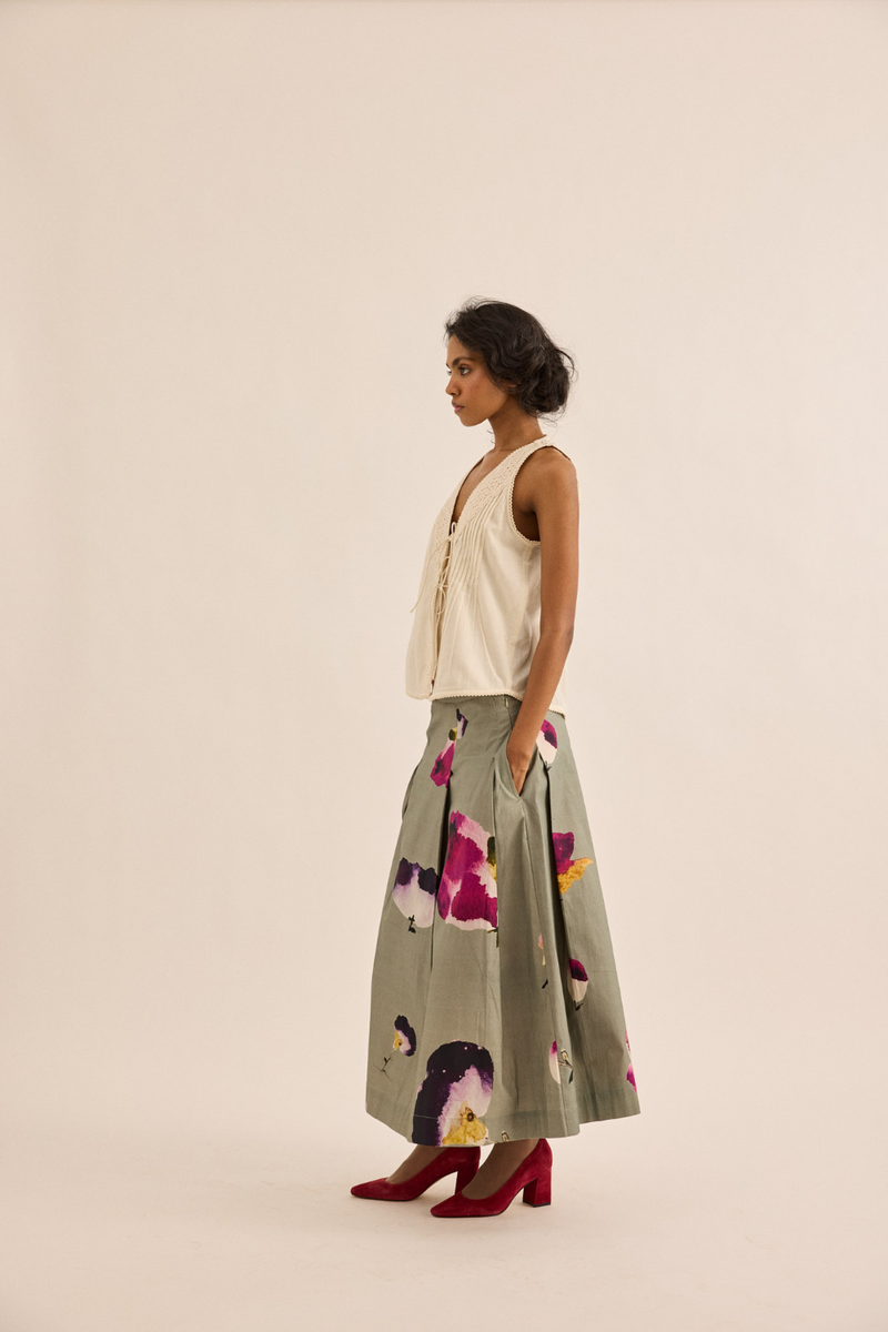 Moon Mist Skirt oxford skirt by Khara Kapas in sage green for women Worldwide