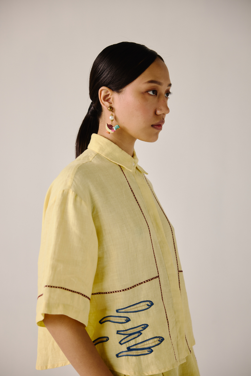 Ava Shirt - Butter Yellow Fish by CORD in yellow for women Worldwide