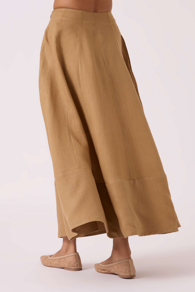 Marner Tan Linen Skirt by The Summer House for women Worldwide