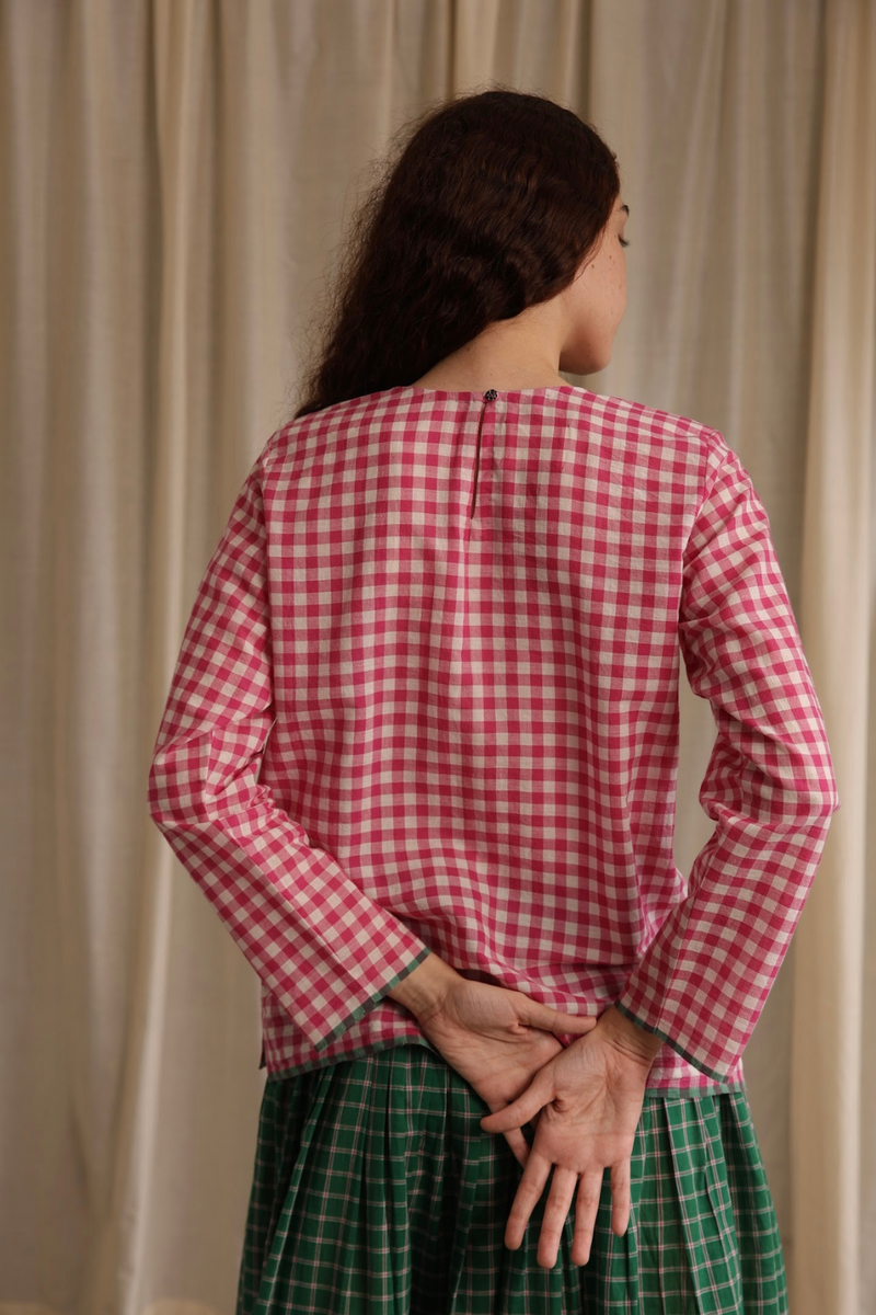 Mona Top cotton by MASON AND MILL in pink color for women Worldwide