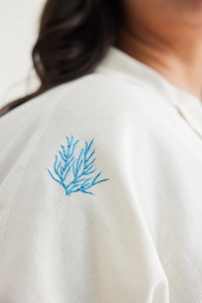 Free As The Ocean Handwoven Twill Top twill by SUI in white color for women Worldwide