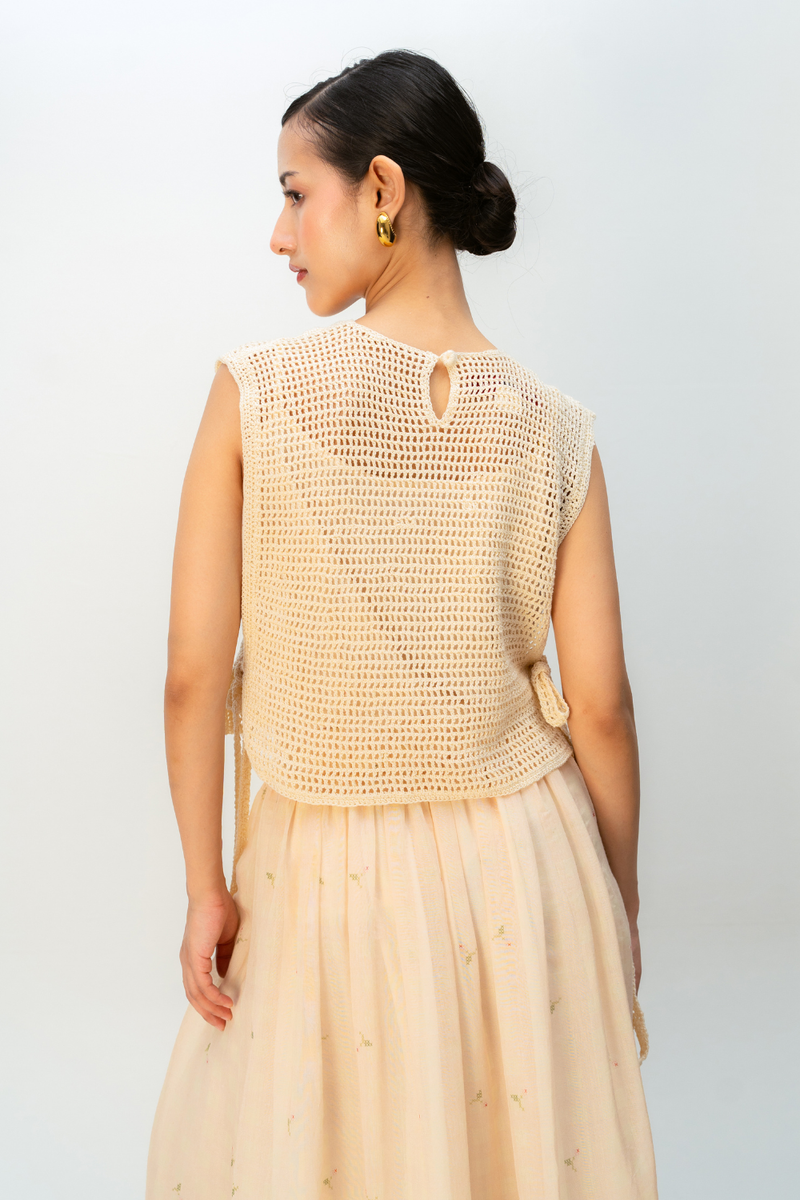 ROSY PAUSE BIB cotton jacket/overlay by Ode to Odd in off white for women Worldwide