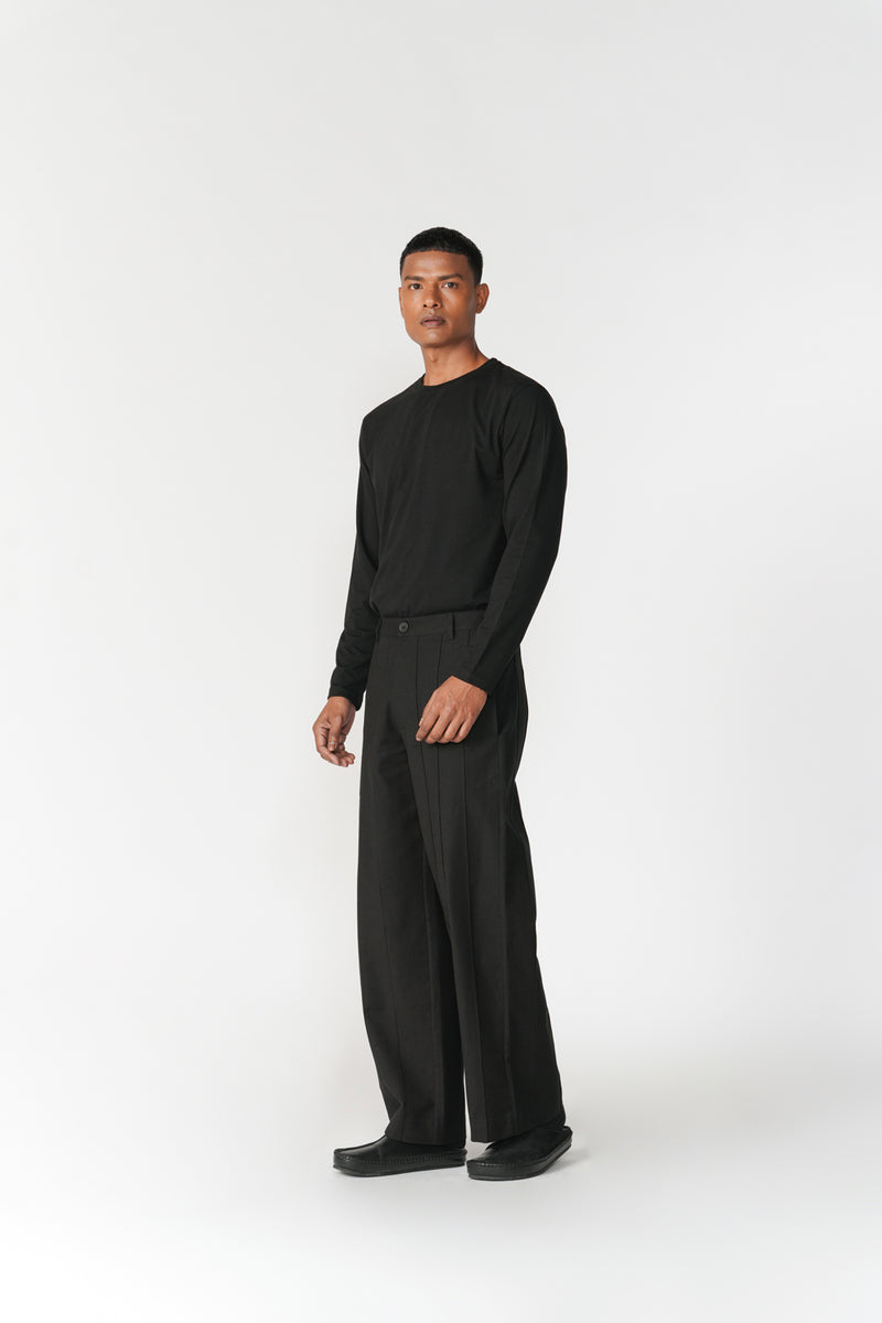 Straight Leg Pin-Tuck Pants pant/trouser by Turn Black in black for men Worldwide