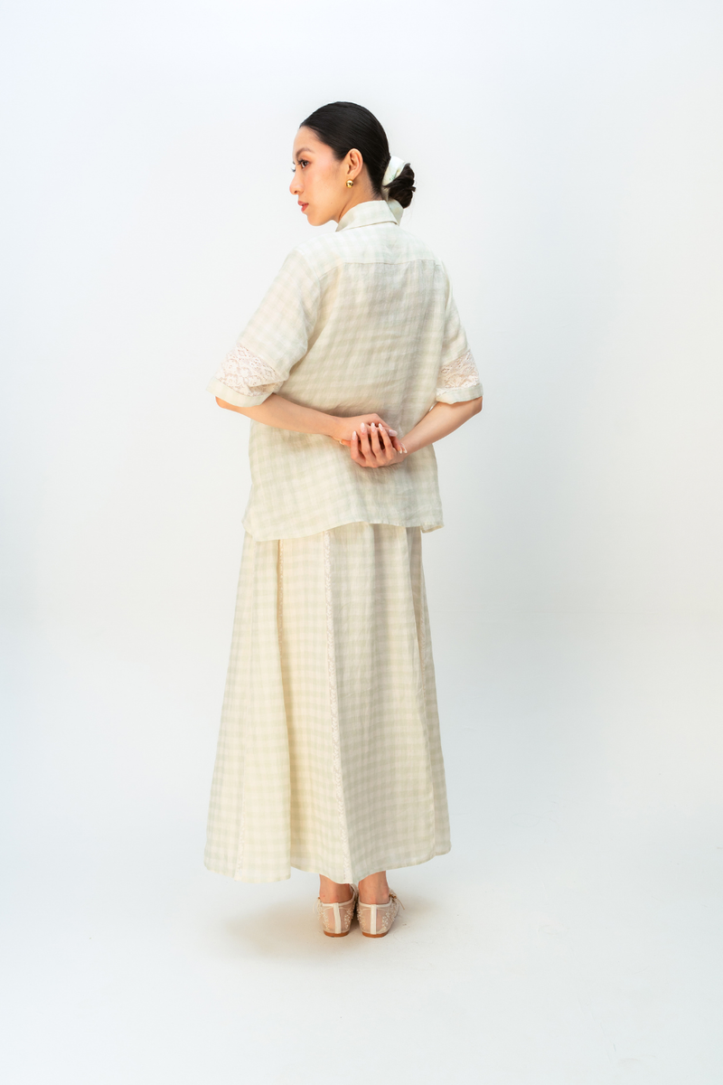 FAIRY CHECK SHIRT linen top/shirt by Ode to Odd in green for women Worldwide