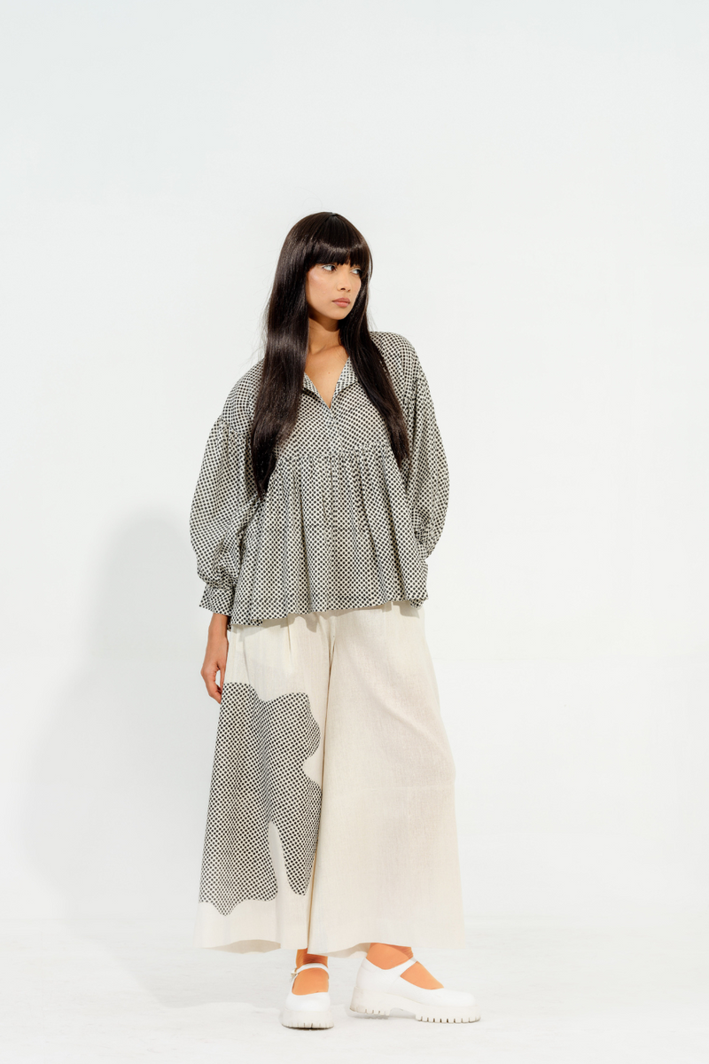 Camphor Top cotton muslin tops and shirts by Stoique in natural, black for women Worldwide