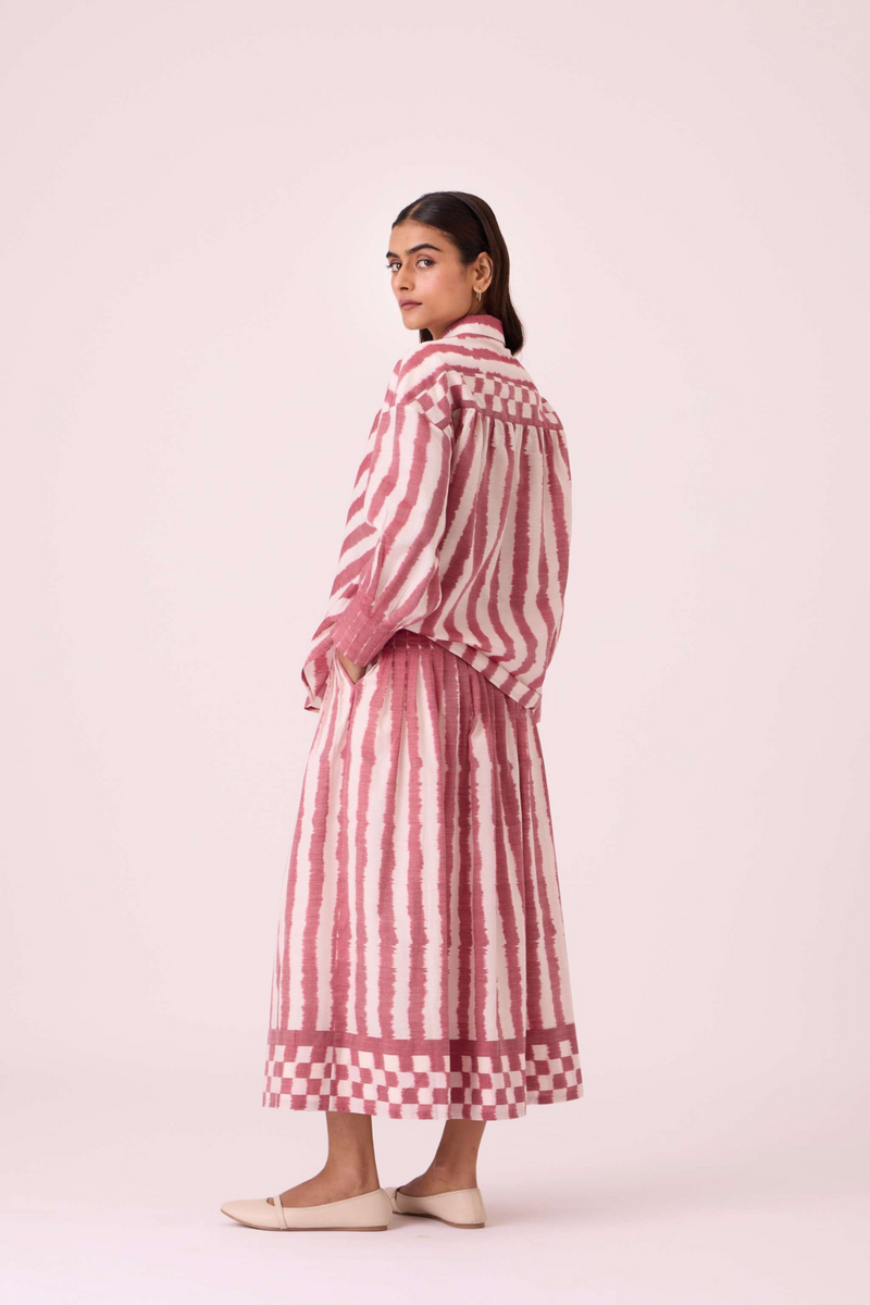 Levin Rhubarb Striped Ikat Skirt cotton by The Summer House for women Worldwide