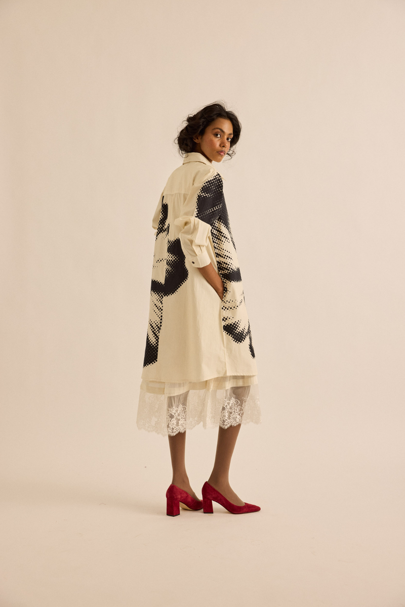 Baccara Shirt Dress poplin dress by Khara Kapas in off-white for women Worldwide