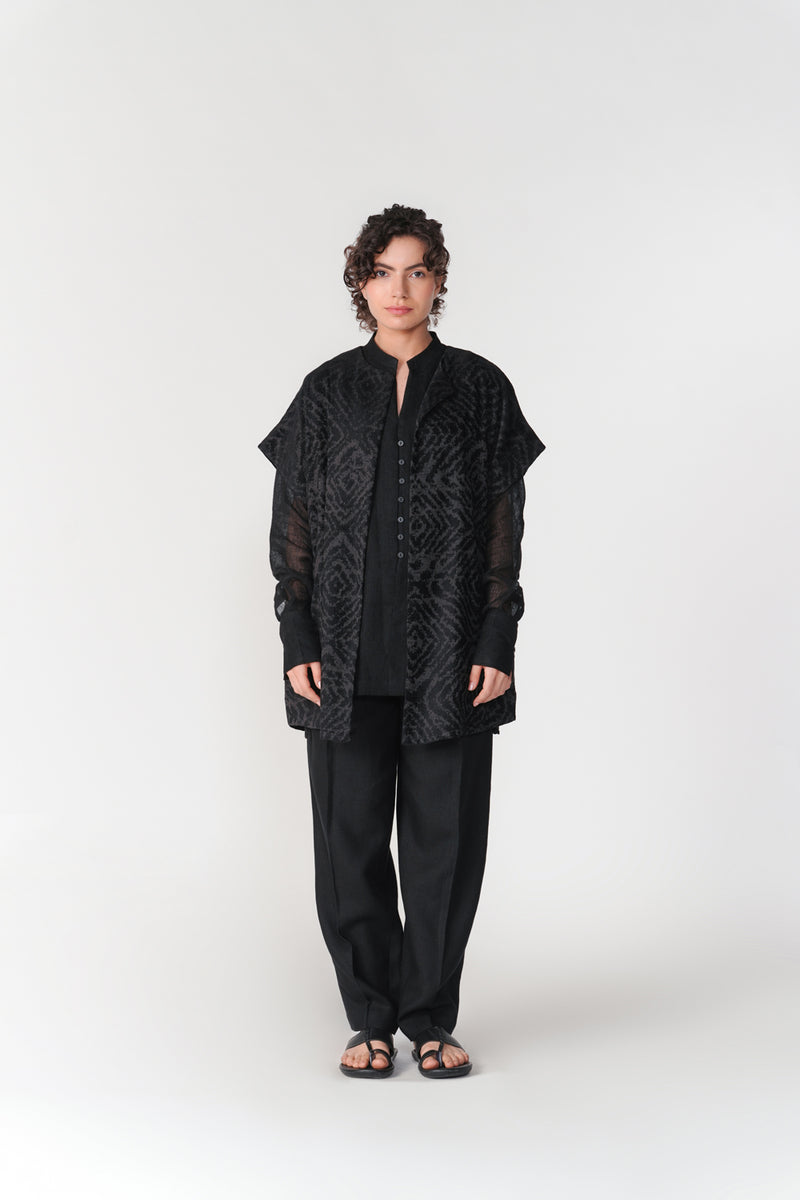 Short Drop Shoulder Overlay jacket/overlay by Turn Black in black for women Worldwide