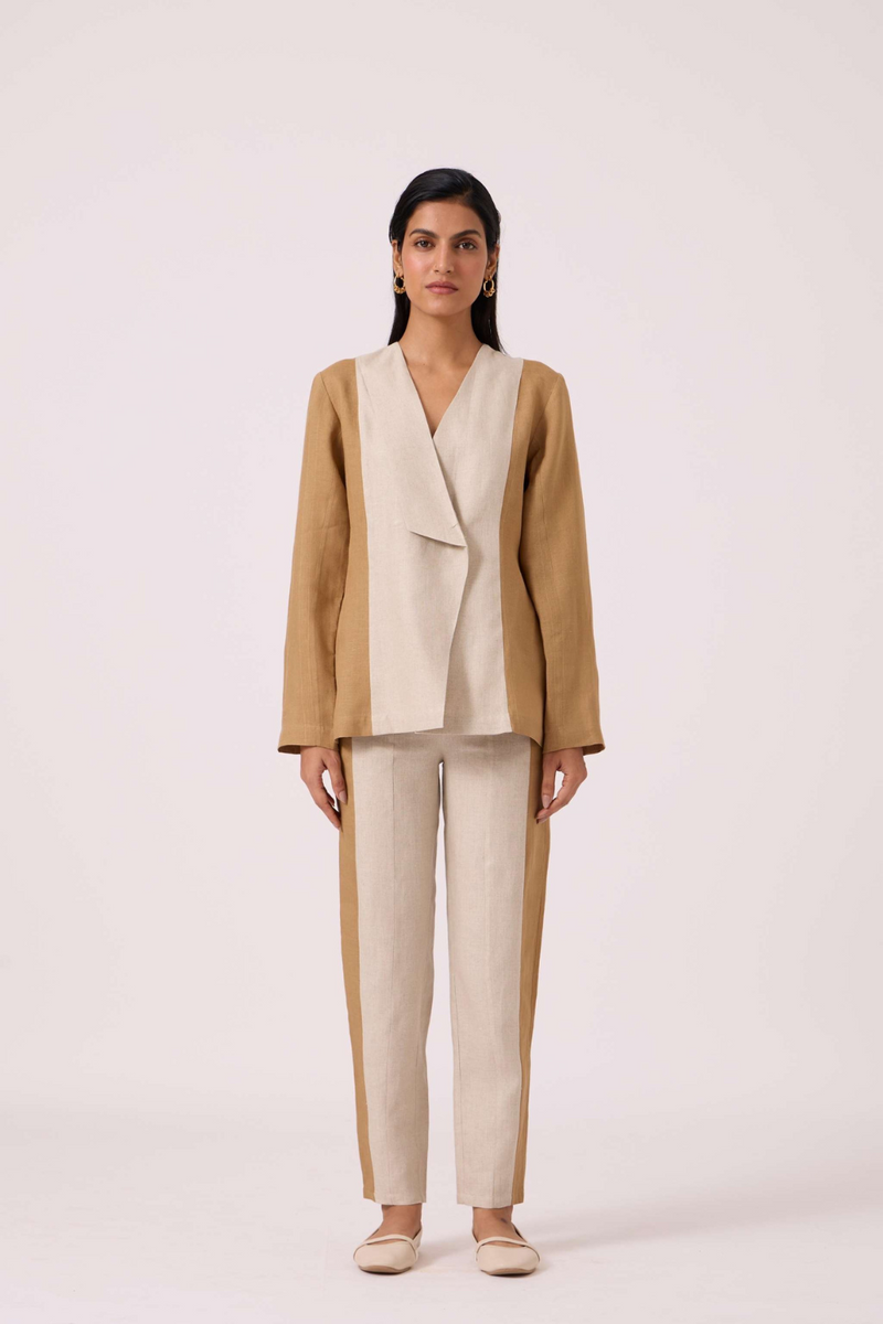 Tamara Linen Panelled Pants by The Summer House in blue color for women Worldwide