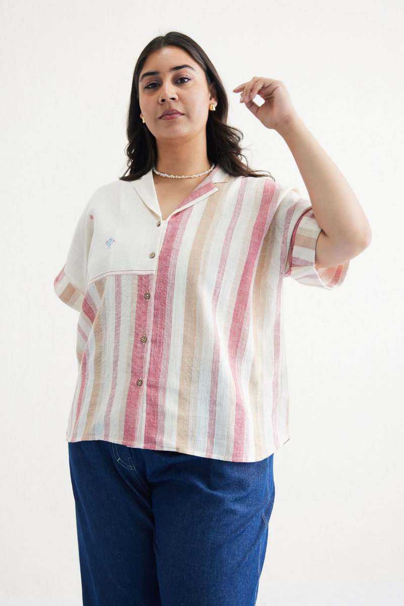 The Reef Shore Handwoven Kala Cotton Shirt cotton by SUI in white color for women Worldwide