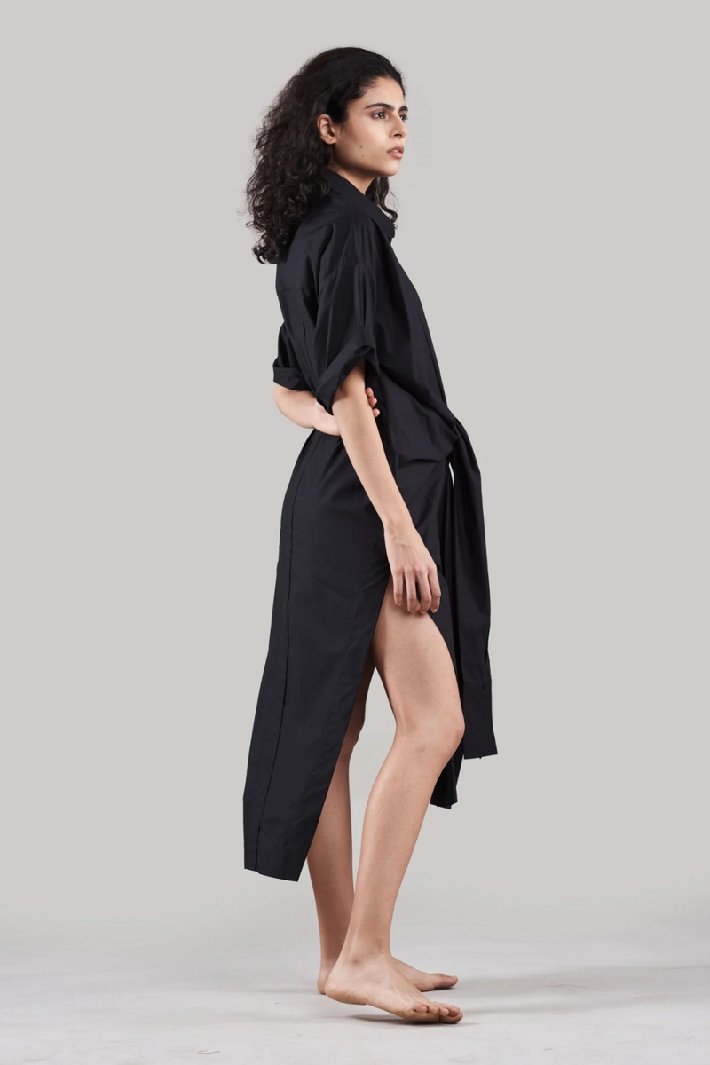 Rohati Shirt Dress poplin by Ituvana in black color for women Worldwide
