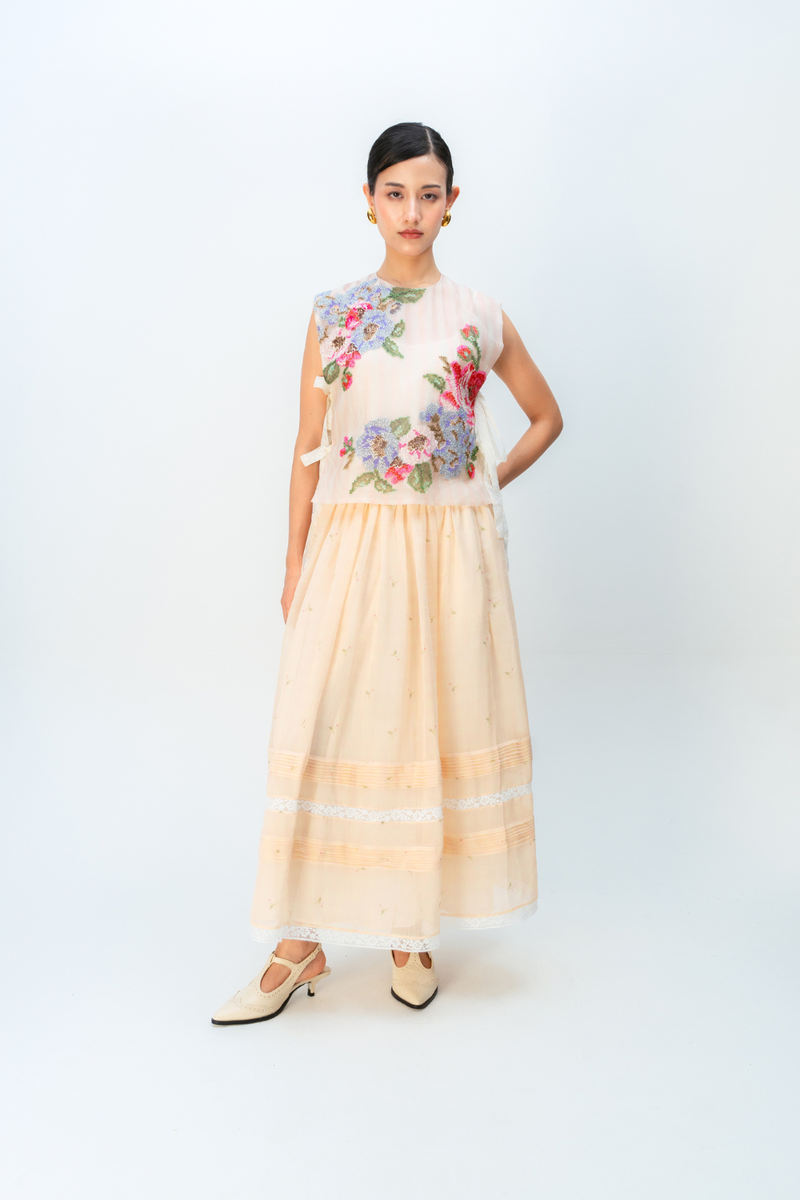 WILD MOSS BIB silk organza jacket/overlay by Ode to Odd in blush pink for women Worldwide
