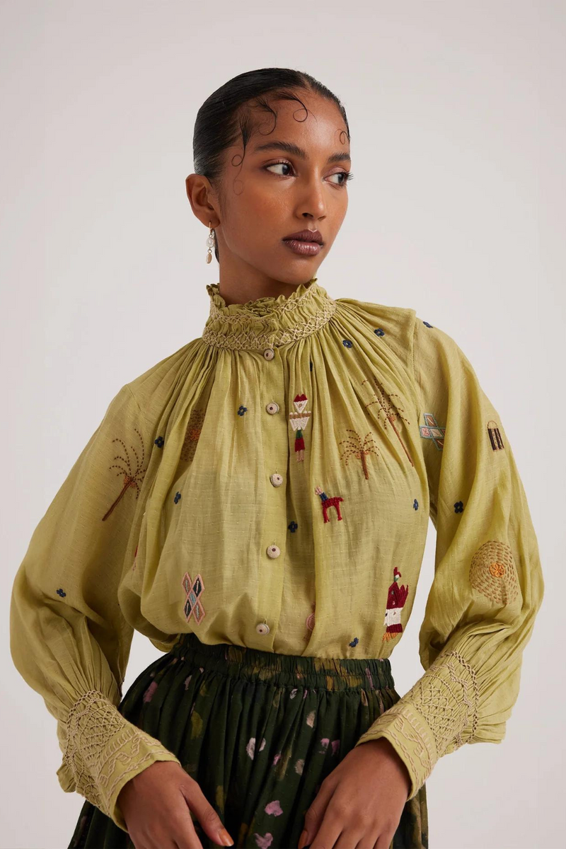 Farmer Top-Folk Green cotton by CORD for women Worldwide