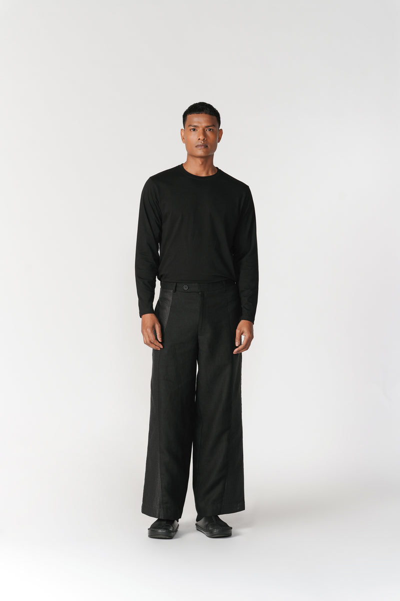 Wide-Leg Side Panel Pants pant/trouser by Turn Black in black for men Worldwide