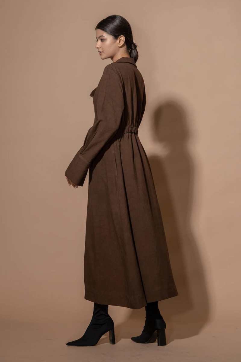 Poppy Dress cotton matty dresses by Stoique in brown for women Worldwide