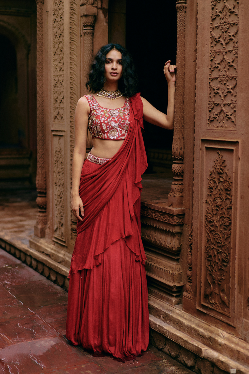 PH-2476 Saree Blouse Belt Set by Paulmi & Harsh for women Worldwide