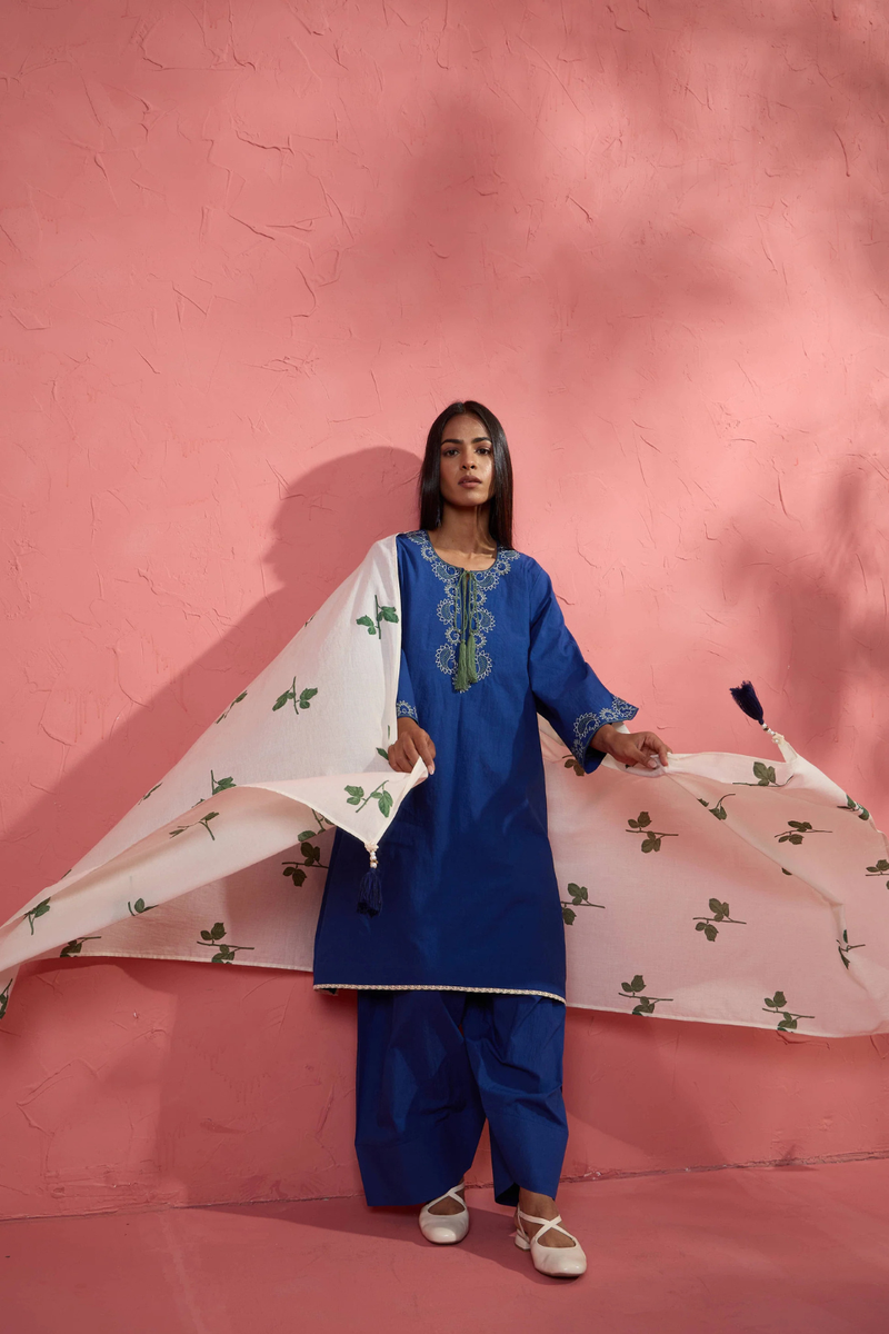 Leaf Dupatta cotton cambric dupatta by AAVIDI for women Worldwide