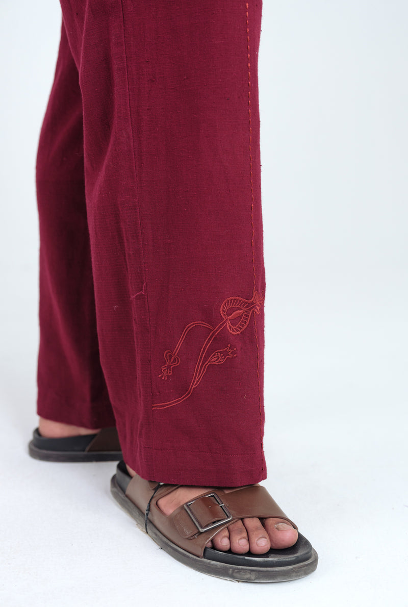 Kuhu Handloom Trouser kala cotton pant/trouser by Jodi Men in red for men Worldwide