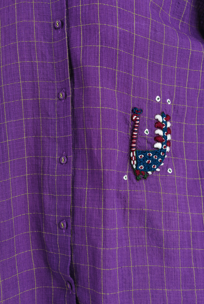 Drift Handloom Shirt handwoven cotton top/shirt by JodiLife in purple for women Worldwide