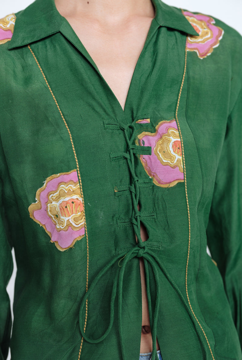 Flow Blouse muslin silk top/shirt by JodiLife in green for women Worldwide