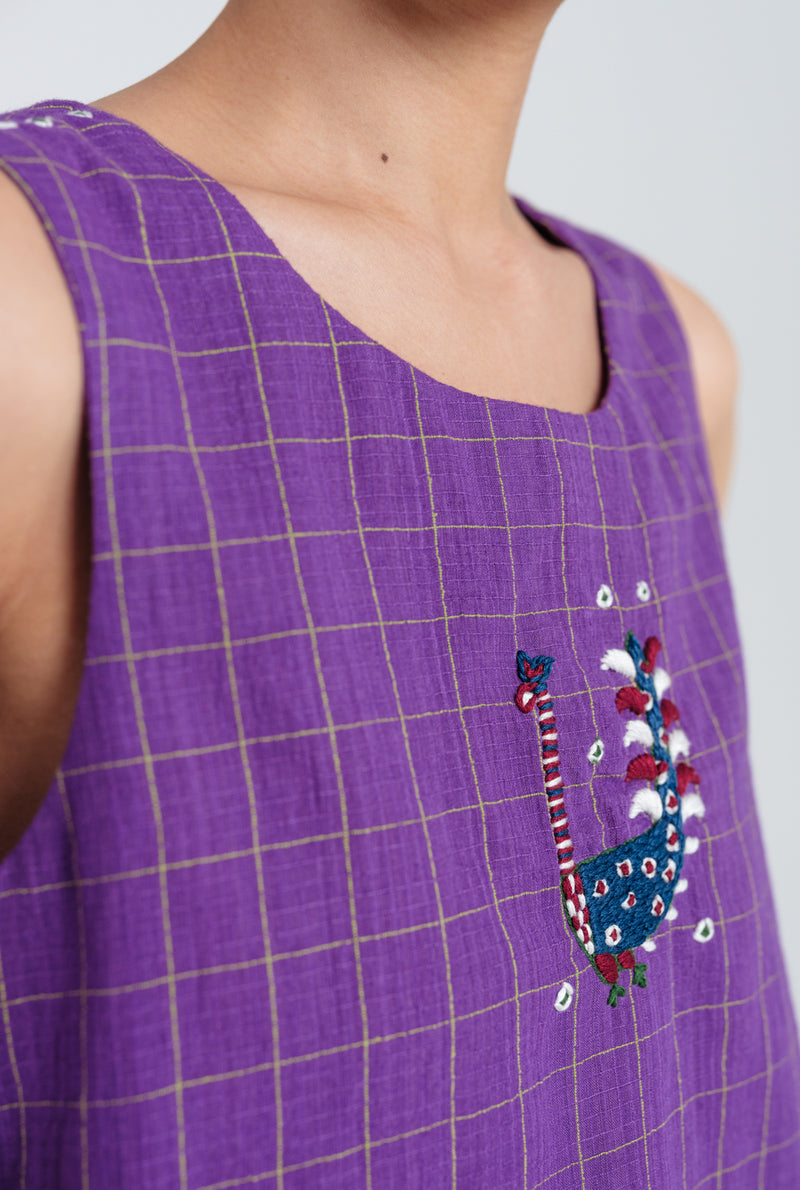 Drift Handloom Overlay handwoven cotton jacket/overlay by JodiLife in purple for women Worldwide