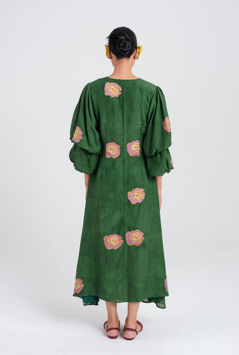 Flow Dress muslin silk dress by JodiLife in green for women Worldwide