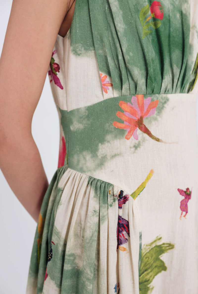 Sway Panel Dress cotton flex dress by JodiLife in offwhite, green for women Worldwide