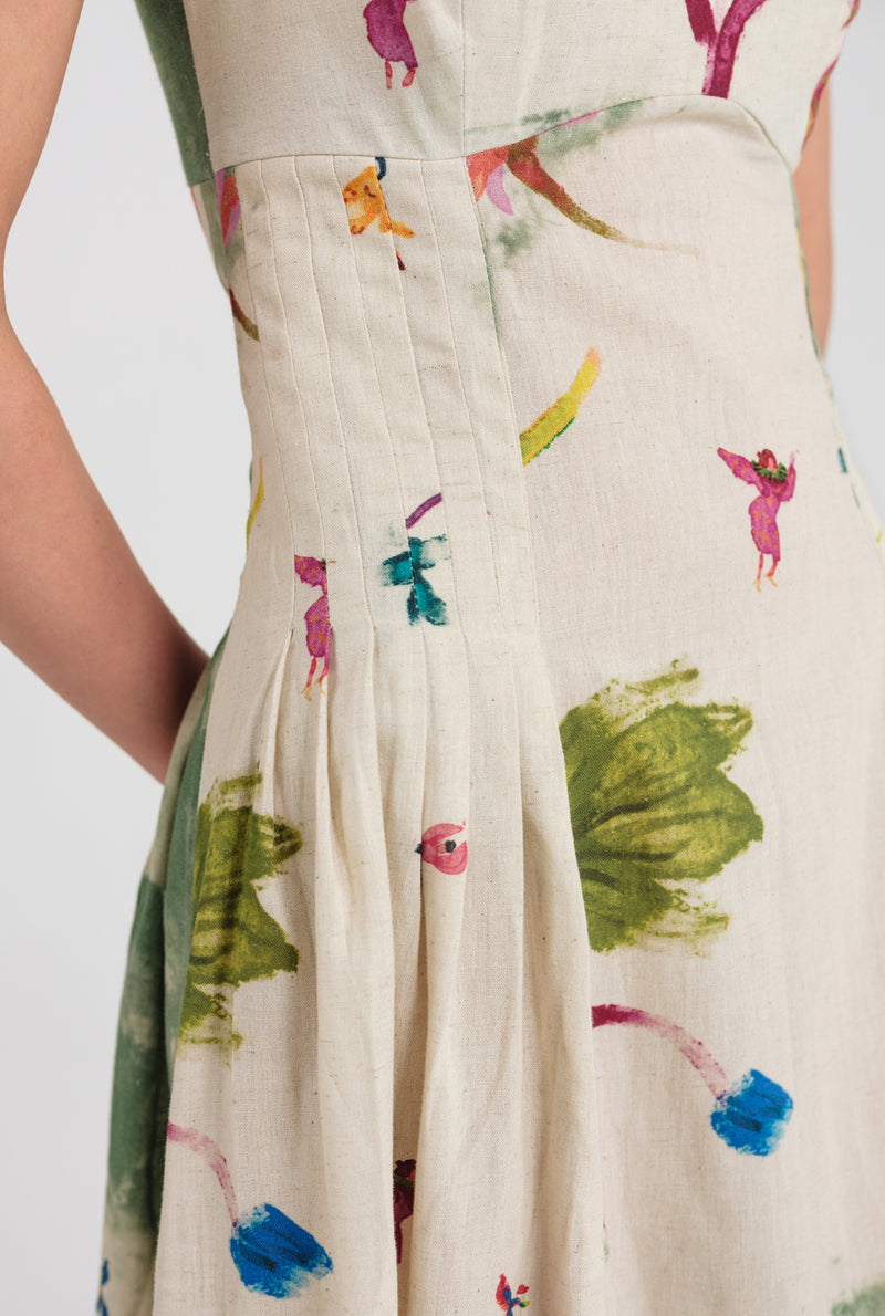 Sway Pleated Dress cotton flex dress by JodiLife in offwhite, green for women Worldwide