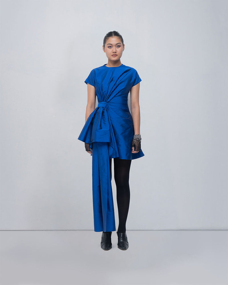 Mysa Draped Dress viscose by Leh Studios in blue for women Worldwide