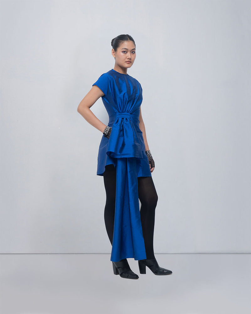 Mysa Draped Dress viscose by Leh Studios in blue for women Worldwide