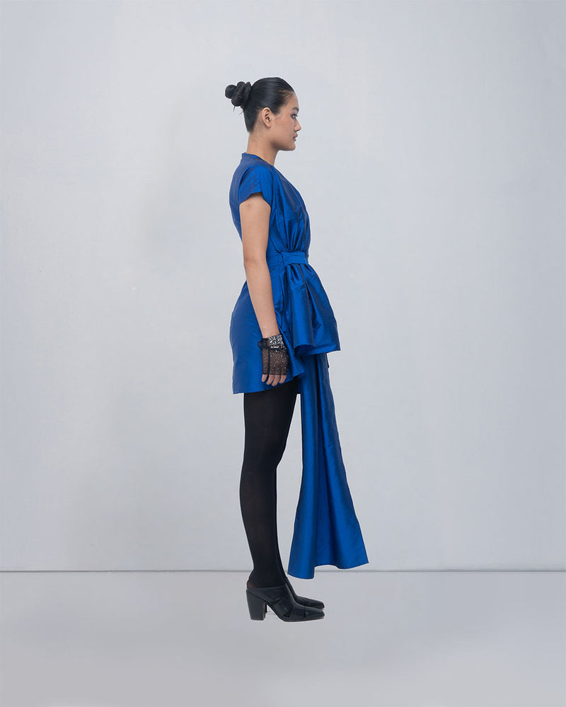 Mysa Draped Dress viscose by Leh Studios in blue for women Worldwide