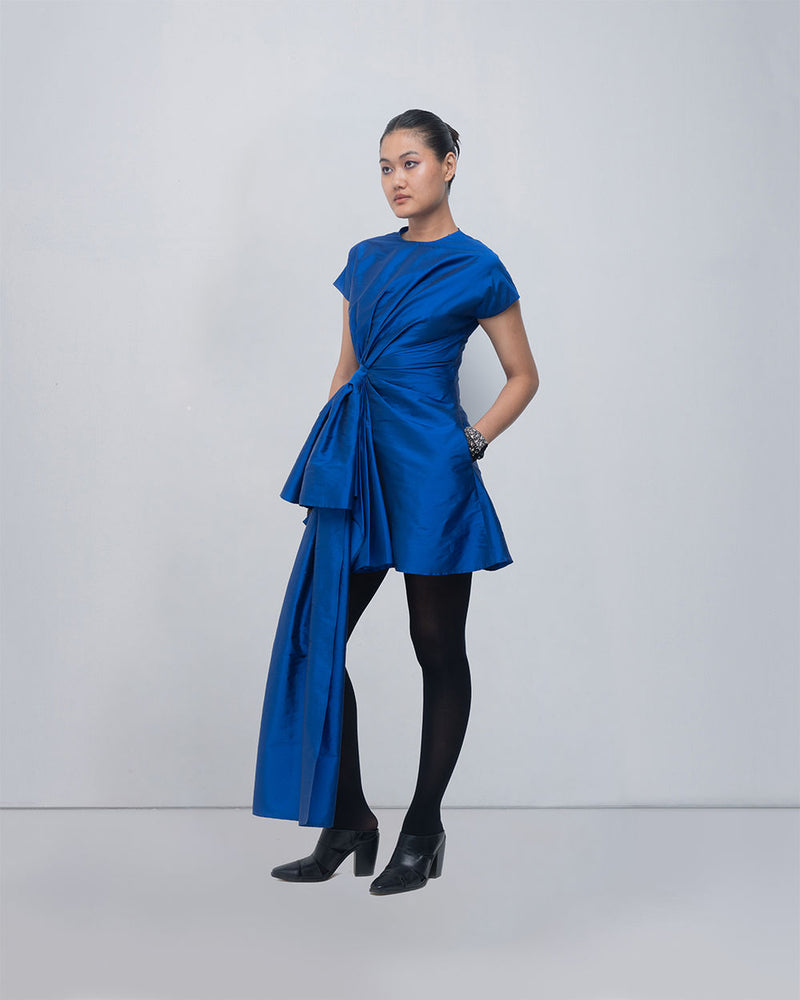 Mysa Draped Dress viscose by Leh Studios in blue for women Worldwide
