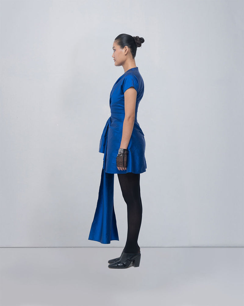 Mysa Draped Dress viscose by Leh Studios in blue for women Worldwide