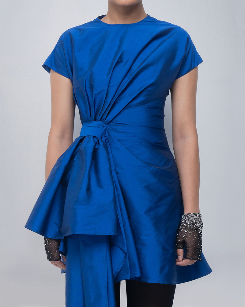 Mysa Draped Dress viscose by Leh Studios in blue for women Worldwide