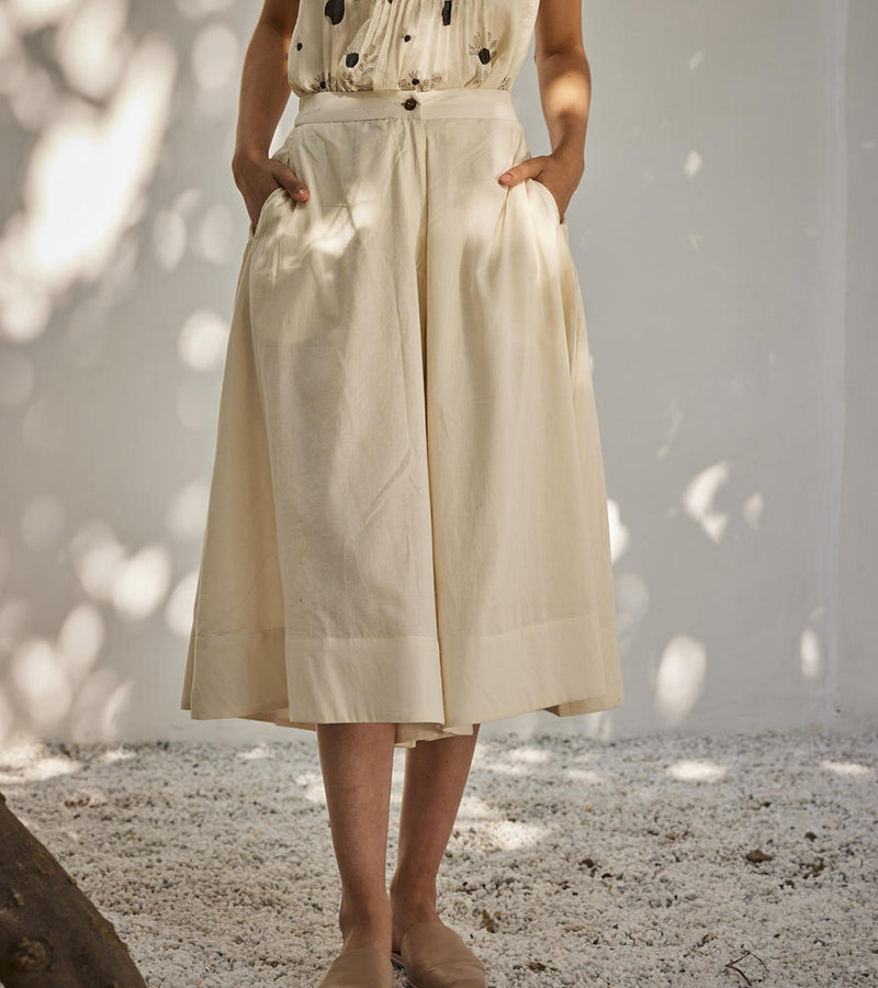 Sweet mist culottes Bottoms by Khara Kapas in white for women Worldwide