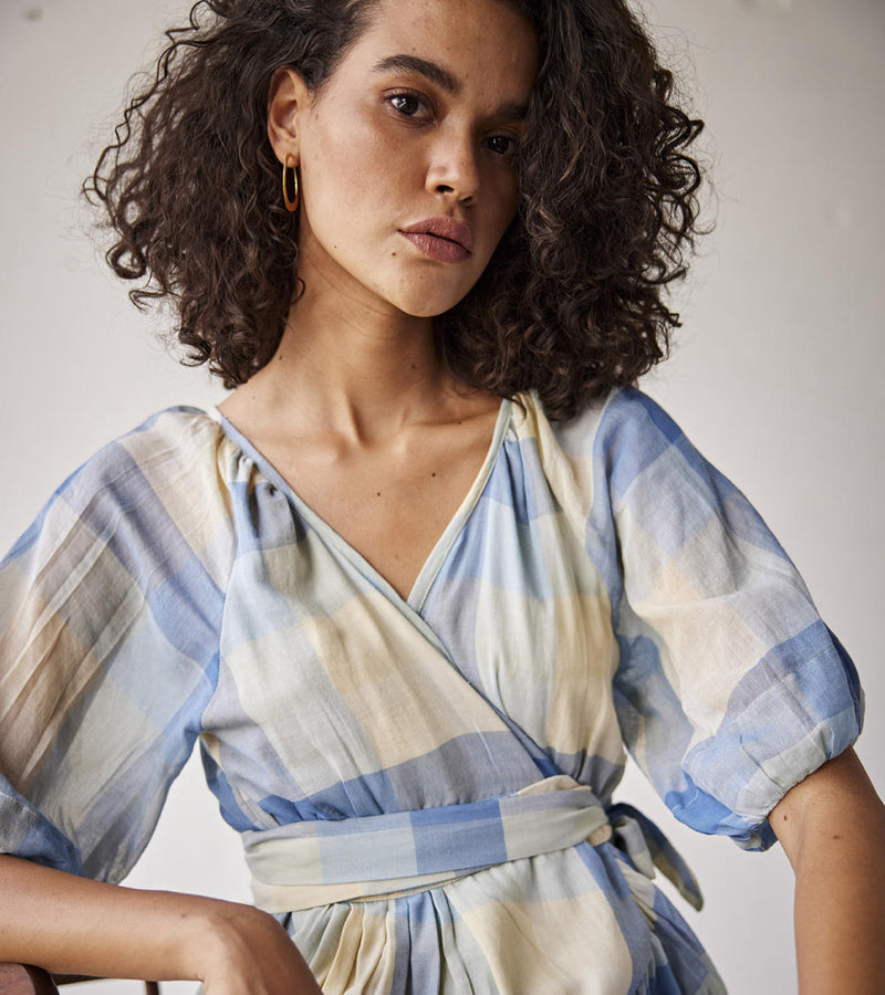 Summer Break Dress cotton Dresses by Khara Kapas in blue for women Worldwide