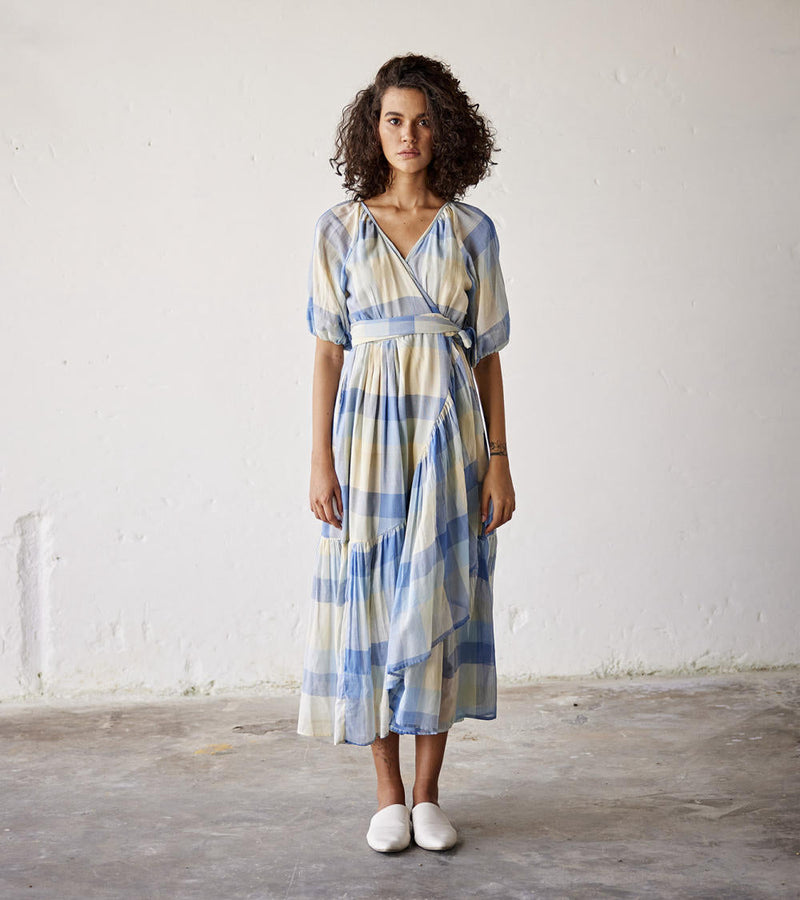 Summer Break Dress cotton Dresses by Khara Kapas in blue for women Worldwide