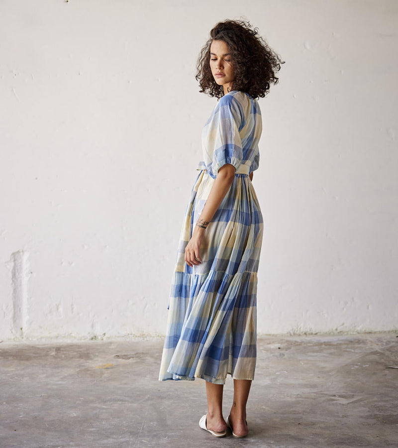 Summer Break Dress cotton Dresses by Khara Kapas in blue for women Worldwide