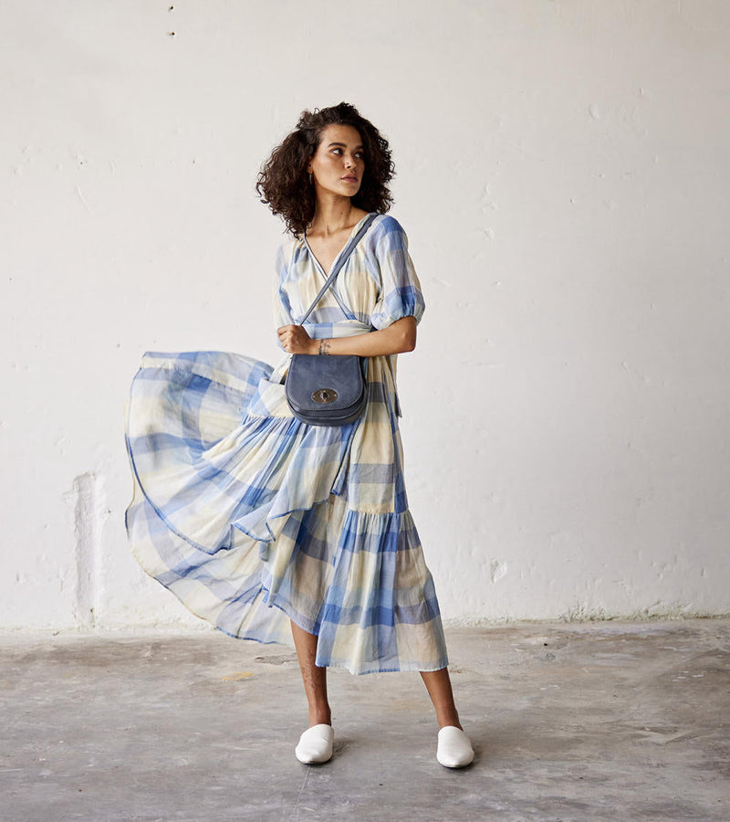 Summer Break Dress cotton Dresses by Khara Kapas in blue for women Worldwide