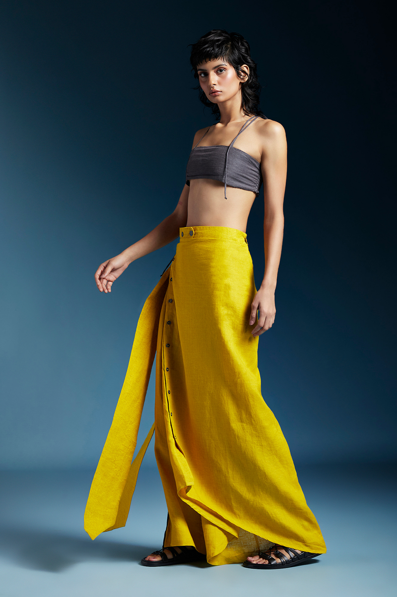 Elle Trousers-Mustard by Chola in mustard color for women Worldwide