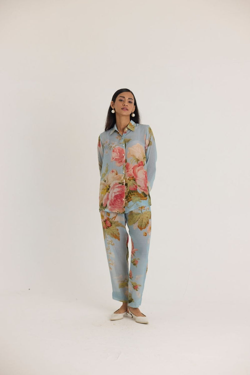 TAFFY CO-ORD SET by Yam in blue color for women Worldwide
