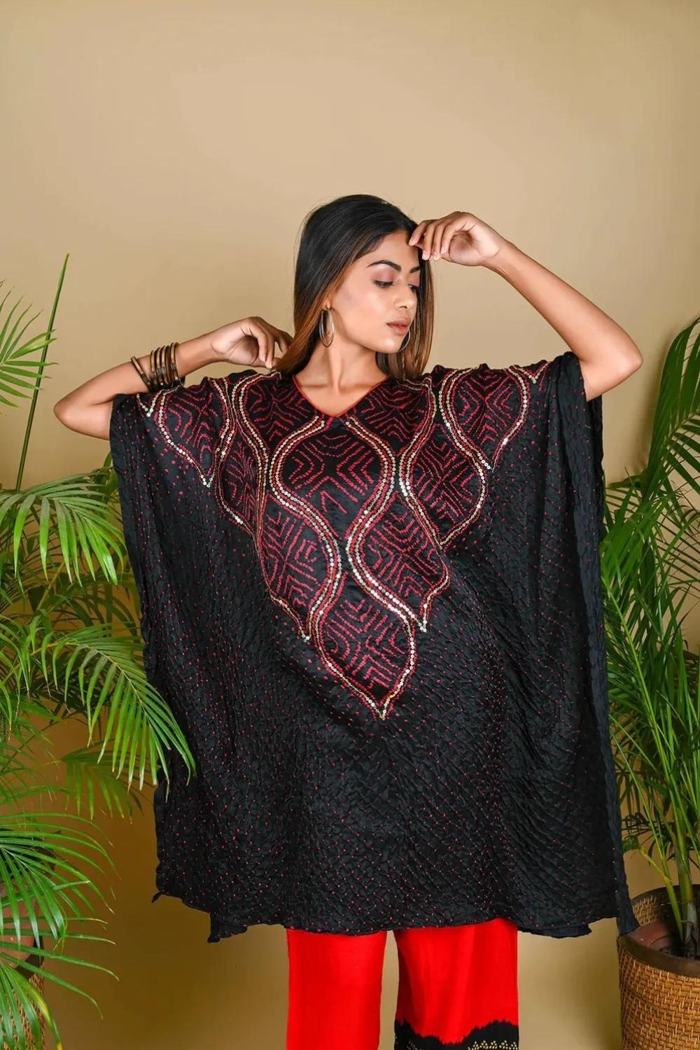 WAVE SEQUENCE KAFTAN-BLACK